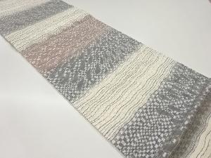 紙布横段によろけ横縞模様織出し袋帯